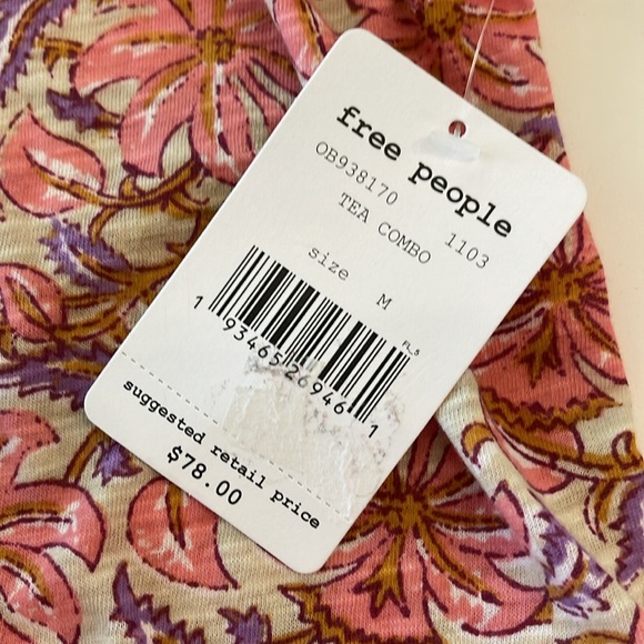 Free People Floral Cropped Top Size Medium NWT - Picture 14 of 16